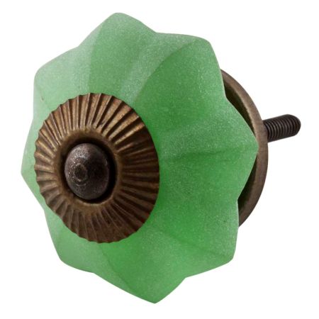 Green Frosted Melon Glass Drawer Knobs